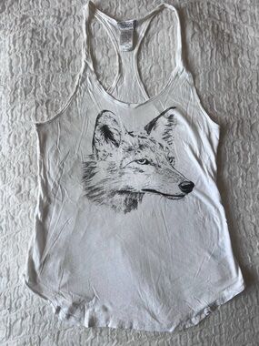 Talulla Fox Graphic Tank Top White Size Medium